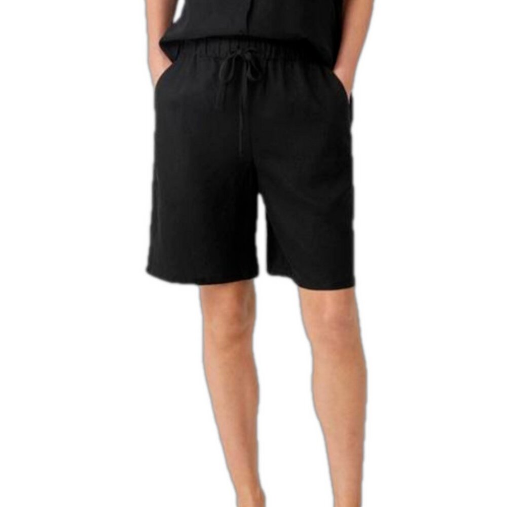 Eileen Fisher Organic Linen Shorts in Black Size S